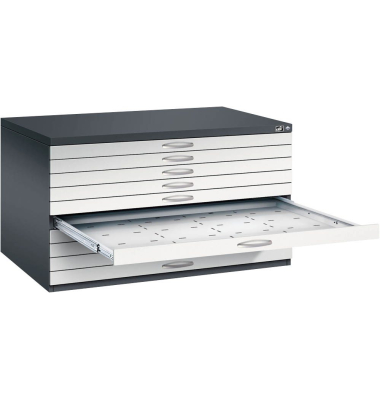 7200 Planschrank grau/schwarz 10 Schubladen