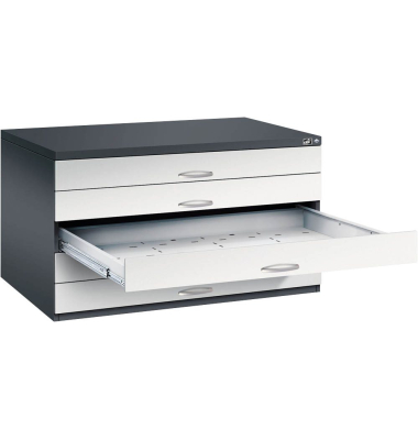 7200 Planschrank grau/schwarz 5 Schubladen