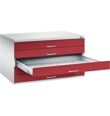 7200 Planschrank rot/grau 5 Schubladen