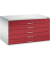 7200 Planschrank rot/grau 5 Schubladen
