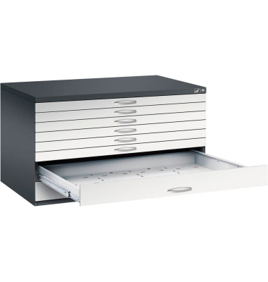 7200 Planschrank grau/schwarz 8 Schubladen