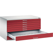 7200 Planschrank rot/grau 8 Schubladen