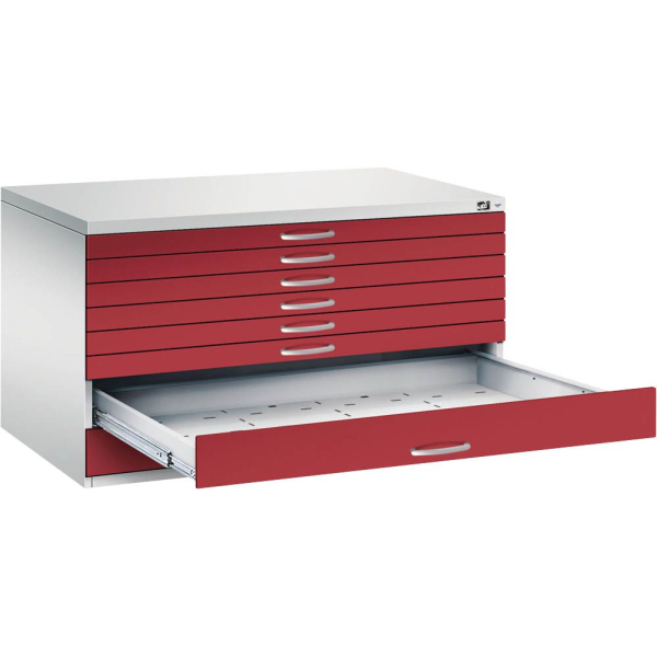 4068192050636 - CP 7200 Planschrank lichtgrau rubinrot 8 Schubladen 1350 x 960 x 760 cm 4068192050636 - CP 7200 Planschrank lichtgrau rubinrot 8 Schubladen 1350 x 960 x 760 cm