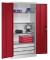 Werkstattschrank 8921-503, Stahl abschließbar, 4 OH, 93 x 195 x 50 cm, rot/lichtgrau