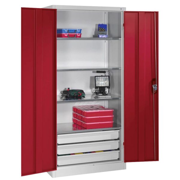 4064615159948 - Werkstattschrank 8921-503 Stahl abschließbar 4 OH 93 x 195 x 50 cm rot lichtgrau 4064615159948 C+P-Möbel 4064615159948 - Werkstattschrank 8921-503 Stahl abschließbar 4 OH 93 x 195 x 50 cm rot lichtgrau 4064615159948 C+P-Möbel