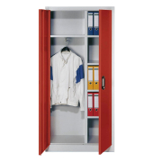 Garderobenschrank 9260-30, Stahl abschließbar, 5 OH, 93 x 195 x 40 cm, rot/lichtgrau