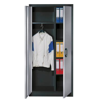 Garderobenschrank 9260-30, Stahl abschließbar, 5 OH, 93 x 195 x 40 cm, lichtgrau/anthrazit