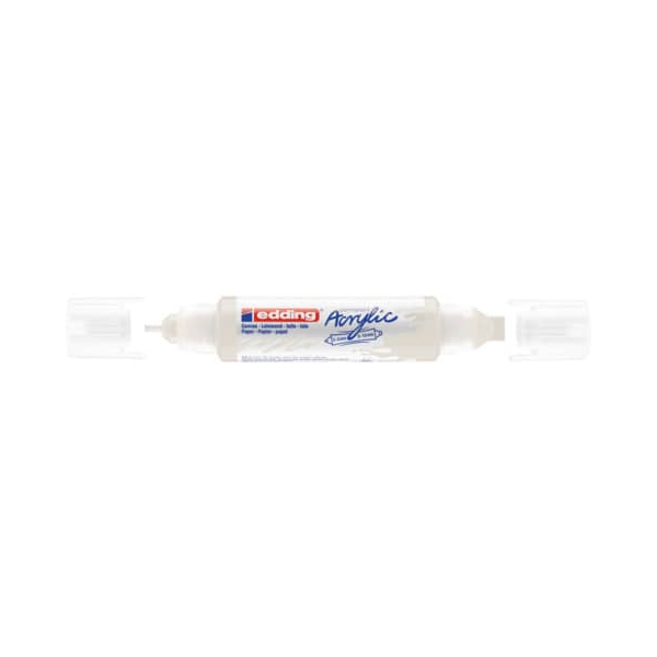 5 Stück Edding Acrylmarker 5400 3D Double Liner verkehrsweiß 2-3mm & 5-10mm Rundspitze & Keilspitze 4057305028129 Edding