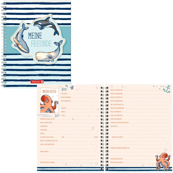 4061947016109 - BRUNNEN Freundebuch Happy Ocean ca DIN A5 liniert blau Hardcover 80 Seiten 4061947016109 - BRUNNEN Freundebuch Happy Ocean ca DIN A5 liniert blau Hardcover 80 Seiten