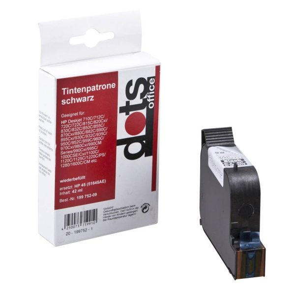 4250073719910 - Druckerpatrone 09274451-DOTS kompatibel zu HP 45 schwarz 4250073719910 - Druckerpatrone 09274451-DOTS kompatibel zu HP 45 schwarz