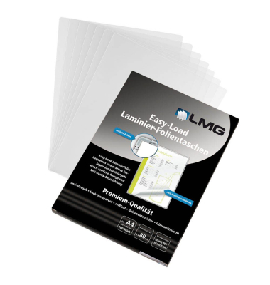Laminierfolien Easy Load LMGE-A4-80, A4, 216x303mm, 80mic x2, glänzend, antistatisch