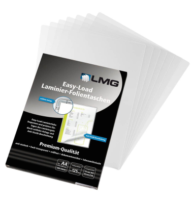 Laminierfolien Easy Load LMGE-A4-125, A4, 216x303mm, 125mic, gl&auml;nzend, antistatisch