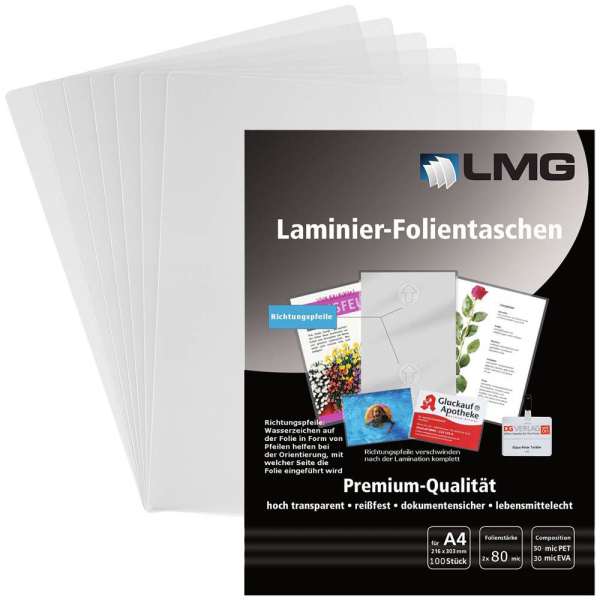 4250504559122 - Laminierfolien glänzend für A4 4250504559122 LMGA4-80-PF 100 Stück 4250504559122 - Laminierfolien glänzend für A4 4250504559122 LMGA4-80-PF 100 Stück