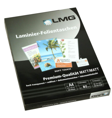 Laminierfolien Soft Touch LMGA4-80M-ST, A4, 216x303mm, 75mic x2, matt