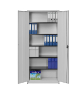 Aktenschrank entero BF4/22 STG 7035/7035, Stahl abschließbar, 6 OH, 95 x 220 x 42 cm, lichtgrau