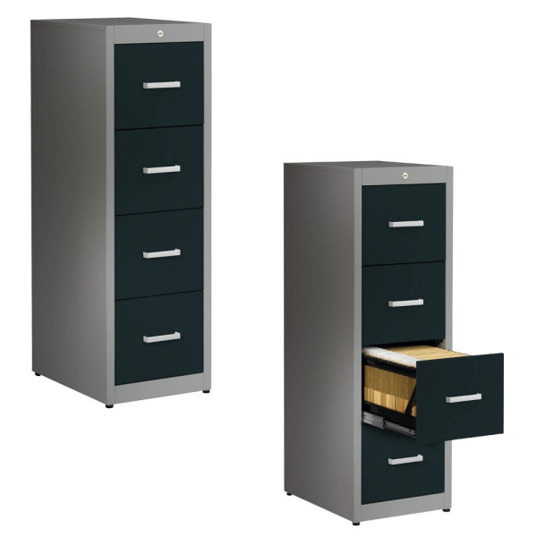 4250633304082 - mauser Hängeregistraturschrank Bügelgriffe 4 Schübe Standardeinzug 1-bahnig weißaluminium anthrazitgrau 4250633304082 - mauser Hängeregistraturschrank Bügelgriffe 4 Schübe Standardeinzug 1-bahnig weißaluminium anthrazitgrau