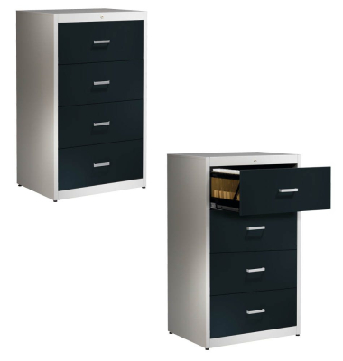 Hängeregistraturschrank anthrazit/alu 4 Schubladen BVB1E16 9006/7016