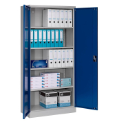 Stahlschrank 108850, abschlie&szlig;bar, 5 OH, lichtgrau/enzianblau, 92x195x42cm (BxHxT)