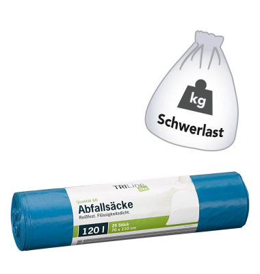 Schwerlastsäcke 9100000776 Öko, blau, 120 Liter, offen