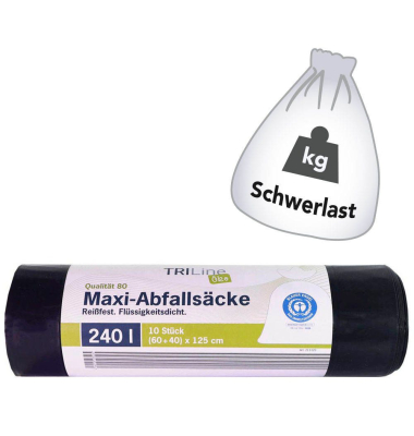 Schwerlastsäcke 9100000669, schwarz, 240 Liter, offen