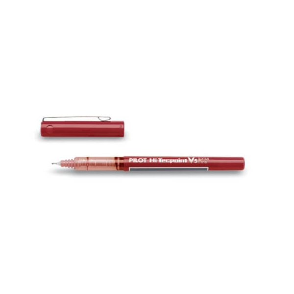 12 Stück Pilot Tintenroller HI-Tecpoint-V5 transparent/rot 0,25 mm  4902505085697 Pilot