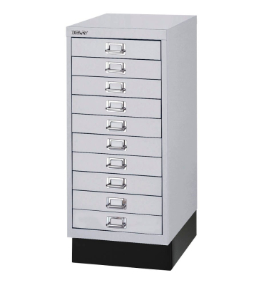 Schubladenschrank MultiDrawer™ 29er Serie L2910S855, Stahl, 10 Schubladen (Vollauszug), A4, 27,8 x 67 x 38 cm, mit Sockel, sil