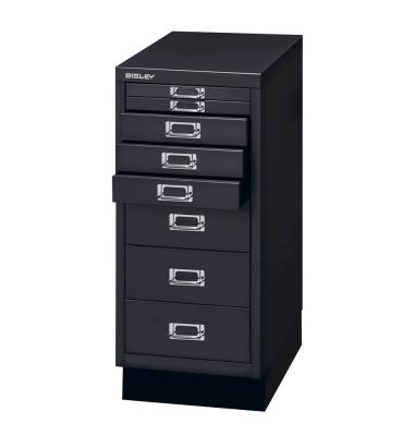 Schubladenschrank MultiDrawer™ 29er Serie L298S833, Stahl, 8 Schubladen (Vollauszug), A4, 27,8 x 67 x 38 cm, mit Sockel, schwa
