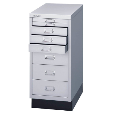 Schubladenschrank MultiDrawer™ 29er Serie L298S855, Stahl, 8 Schubladen (Vollauszug), A4, 27,8 x 67 x 38 cm, mit Sockel, silbe