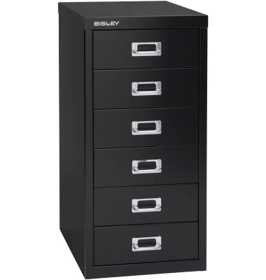 Schubladenschrank MultiDrawer™ 29er Serie L296633, Stahl, 6 Schubladen (Vollauszug), A4, 27,8 x 59 x 38 cm, schwarz