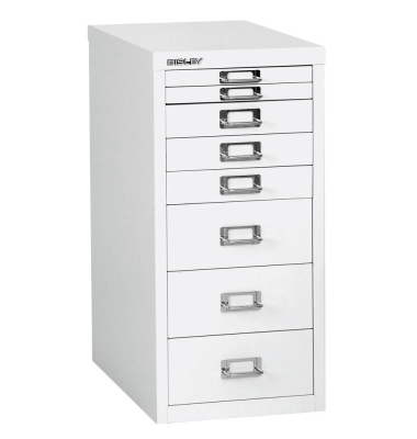 Schubladenschrank MultiDrawer™ 29er Serie L298696, Stahl, 8 Schubladen (Vollauszug), A4, 27,8 x 59 x 38 cm, weiß