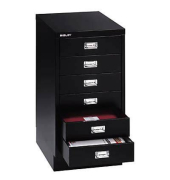 Schubladenschrank MultiDrawer™ 29er Serie L296S833, Stahl, 6 Schubladen (Vollauszug), A4, 27,8 x 67 x 38 cm, mit Sockel, schwa