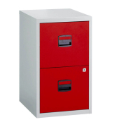 H&auml;ngeregistraturschrank PFA2506 PFA 2, lichtgrau/kardinalrot, 2 Schubladen, 1-bahnig