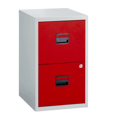 H&auml;ngeregistraturschrank PFA2506 PFA 2, lichtgrau/kardinalrot, 2 Schubladen, 1-bahnig