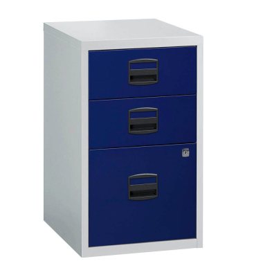 Standcontainer lichtgrau/blau 2 Schubladen/1 Hängeregistratur