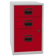 Standcontainer lichtgrau/rot 2 Schubladen/1 Hängeregistratur