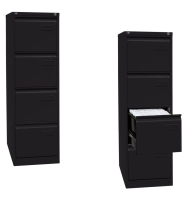H&auml;ngeregistraturschrank IPCCA14633 Light, schwarz, 4 Schubladen, 1-bahnig