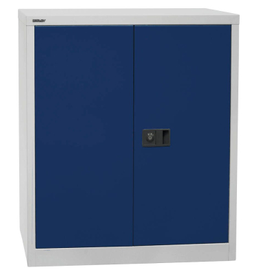 Aktenschrank Universal E402A01505, Stahl abschließbar, 2 OH, 91,4 x 100 x 40 cm, blau/lichtgrau