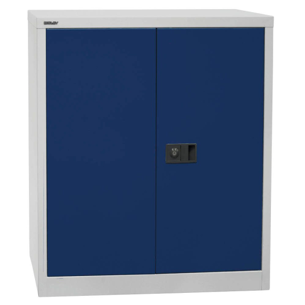 5020073717211 - BISLEY UNIVERSAL Flügeltürenschrank HxBxT 1000 x 914 x 400 mm 1 Fachboden 2 Ordnerhöhen lichtgrau   oxfordblau