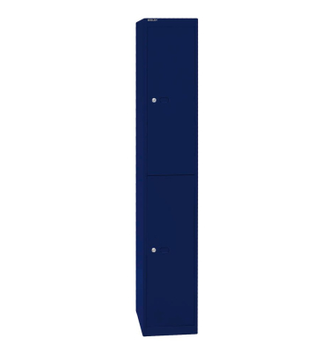 Spind, Metall, 1 Abteil mit 2 Fächern, abschließbar, 30,5x180,2cm (BxH), blau