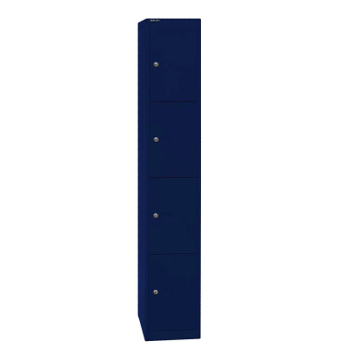 Schließfachschrank, Metall, 1 Abteil mit 4 Fächern, abschließbar, 30,5x180,2cm (BxH), blau