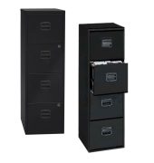 H&auml;ngeregistraturschrank PFA4F433 PFA 4, schwarz, 4 Schubladen, 1-bahnig