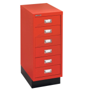 Schubladenschrank MultiDrawer™ 29er Serie L296S870, Stahl, 6 Schubladen (Vollauszug), A4, 27,9 x 67 x 38 cm, mit Sockel, rot