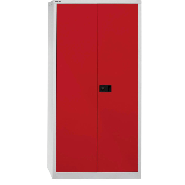 5020073736571 - BISLEY UNIVERSAL Flügeltürenschrank HxBxT 1950 x 914 x 400 mm 4 Fachböden 5 Ordnerhöhen lichtgrau   kardinalrot