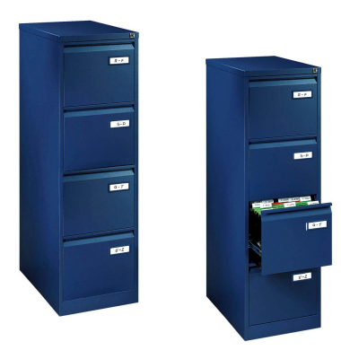 H&auml;ngeregistraturschrank PFA2645 Light, oxfordblau, 4 Schubladen, 1-bahnig