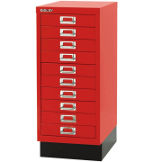 Schubladenschrank MultiDrawer™ 29er Serie L2910S870, Stahl, 10 Schubladen (Vollauszug), A4, 27,9 x 67 x 38 cm, mit Sockel, rot