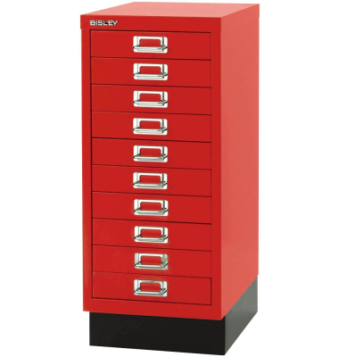 Schubladenschrank MultiDrawer™ 29er Serie L2910S870, Stahl, 10 Schubladen (Vollauszug), A4, 27,9 x 67 x 38 cm, mit Sockel, rot