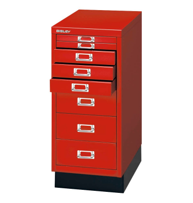 Schubladenschrank MultiDrawer™ 29er Serie L298S870, Stahl, 8 Schubladen (Vollauszug), A4, 27,9 x 67 x 38 cm, mit Sockel, rot