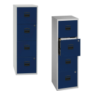 H&auml;ngeregistraturschrank PFA4F505 PFA 4, lichtgrau/oxfordblau, 4 Schubladen, 1-bahnig