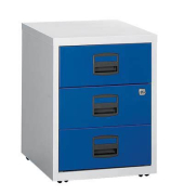 Rollcontainer PFA PFAM3S505 Metall oxfordblau/lichtgrau, 3 normale Schubladen, abschließbar