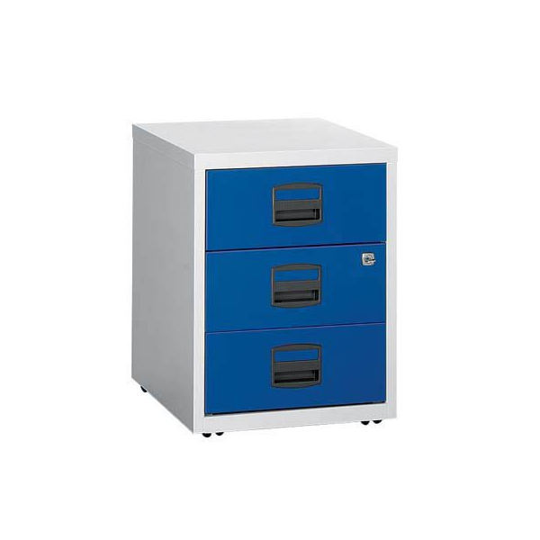 5020073745566 - Rollcontainer PFA PFAM3S505 Metall oxfordblau lichtgrau 3 normale Schubladen abschließbar 5020073745566 Bisley